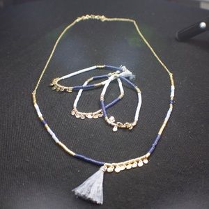 Lucky Brand Blue & Gold-Tone Necklace Set